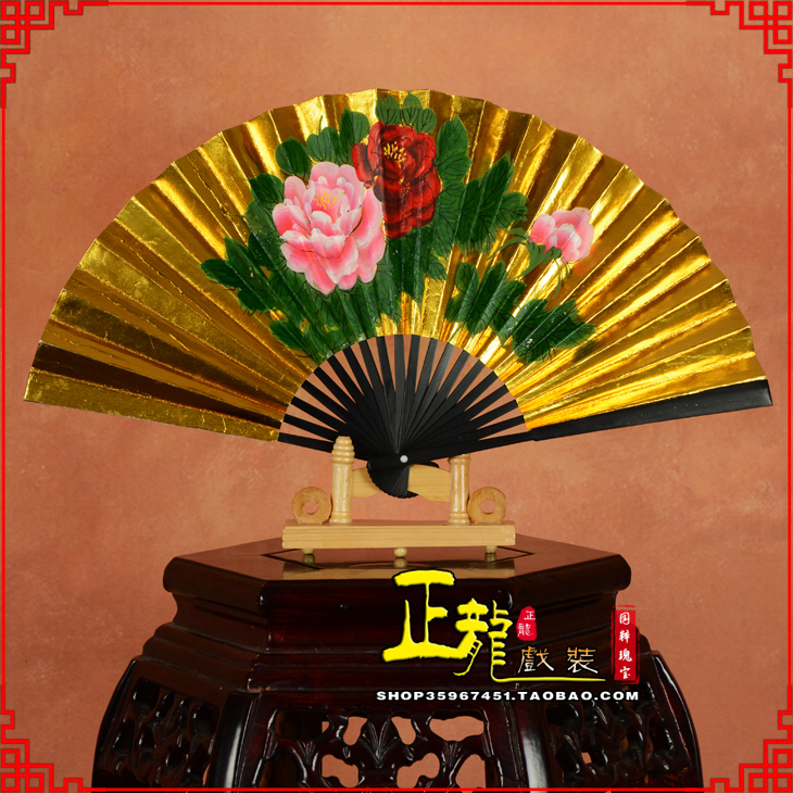 昌图京剧戏曲戏剧贵妃醉酒牡丹折扇儿童扇子7寸8寸9寸 金扇
