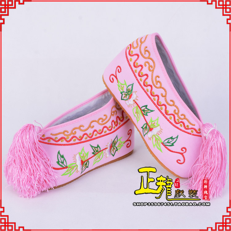 昌图花旦鞋女绣花彩鞋 舒适款草花内高彩鞋